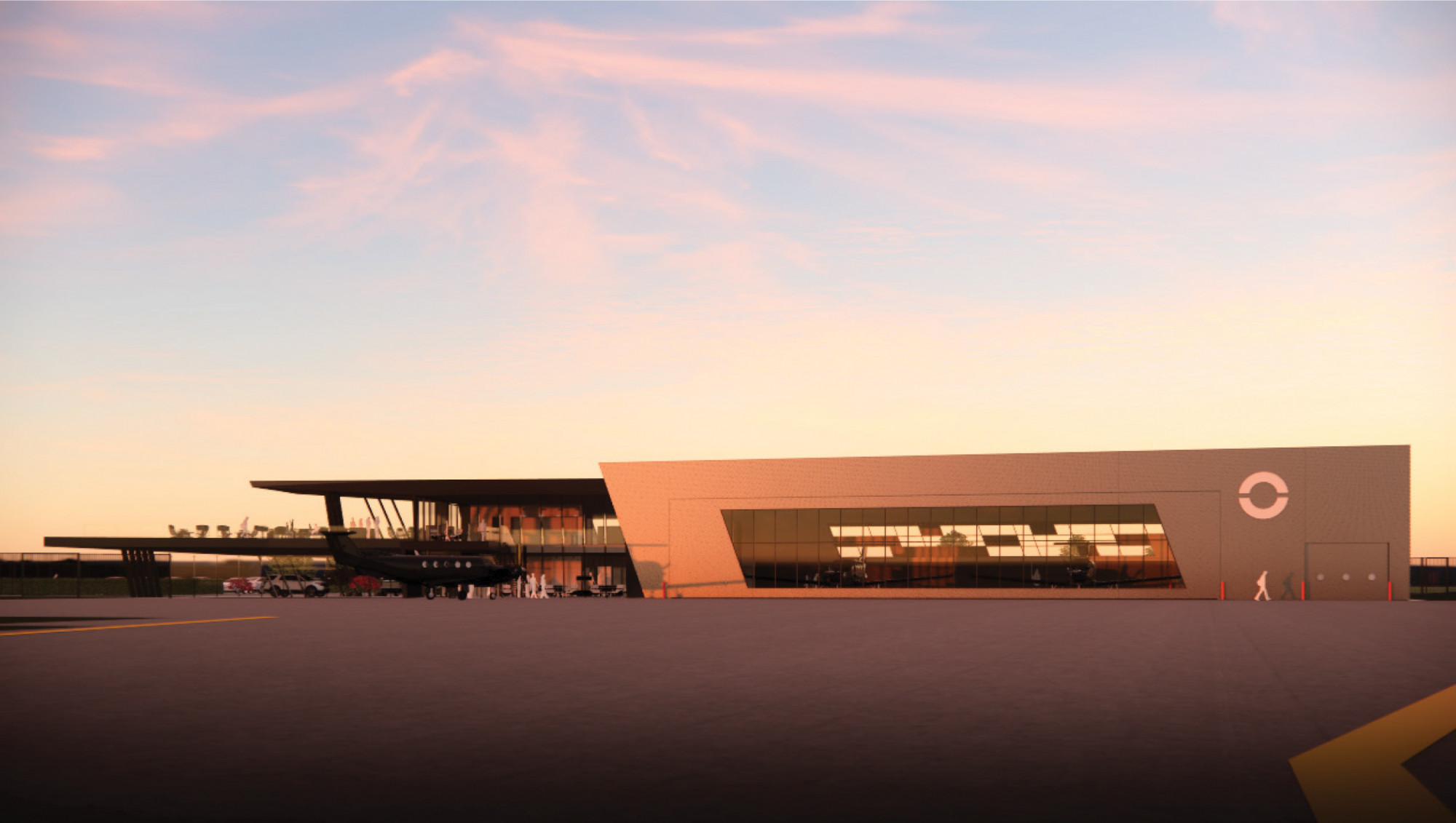 Otter Air Services exterior rendering of private hangar 2024